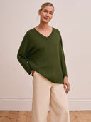 Merino-Slouchy-V-Ausschnitt-Pullover