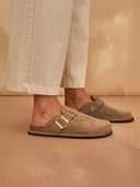 Suede Welt Detail Clogs