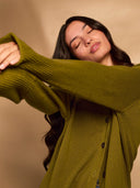Organic Cotton Blend Drop Shoulder Slouch Cardigan