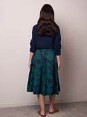 Organic Cotton Box Pleated Midi Skirt