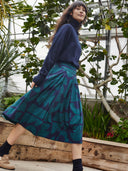 Organic Cotton Box Pleated Midi Skirt