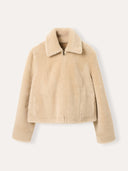 Sheepskin Exposed Wool Detail Reversible Biker Jacket