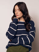 Linen Blend Stripe Boat Neck Jumper
