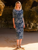 Linen Blend Button Back Dress